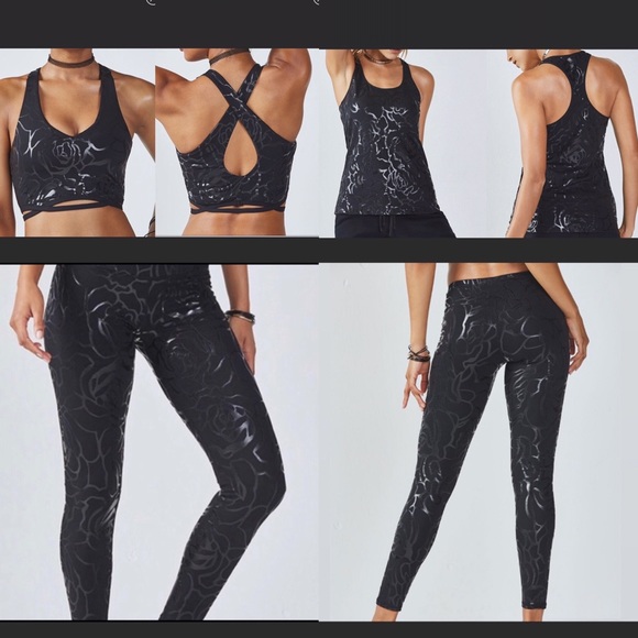 3pc Black Rose Matching Fabletics Bundle - Picture 1 of 11